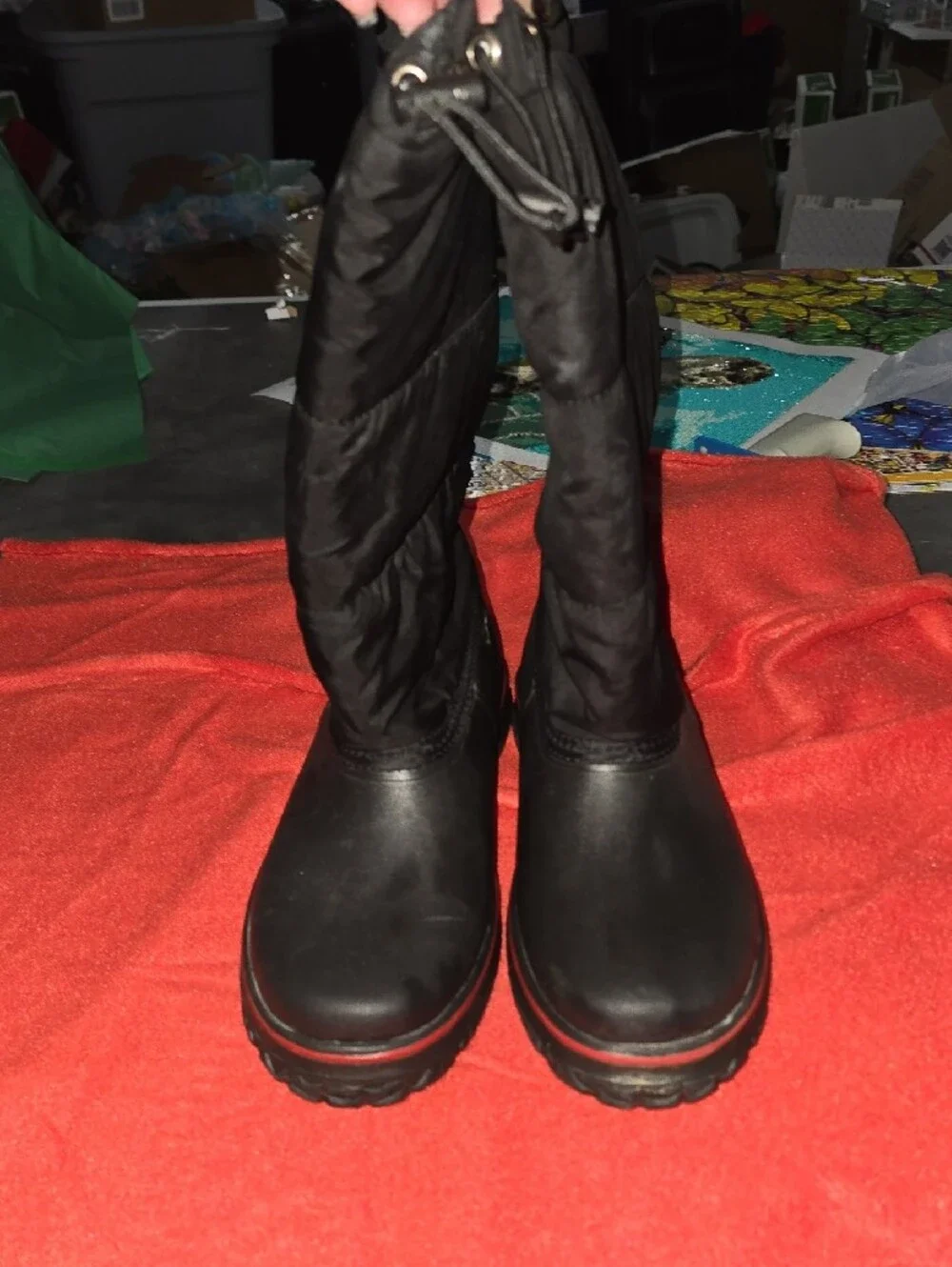 Women’s Black Winter Snow Boots - Quilted Shaft
